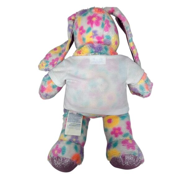 Build a Bear Floral Glitter Pawlette Bunny Rabbit Plush Toy BAB Easter Shirt - Picture 2 of 8